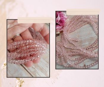 Crystal Rondelle 5x6mm Bead Strand 17 inches Soft Pink