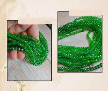Crystal Rondelle 5x6mm Bead Strand 16 inches Forest Green Ab