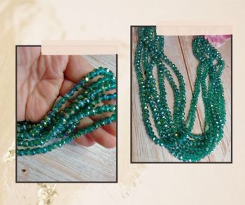 Crystal Rondelle 5x6mm Bead Strand 16 inches Teal Ab