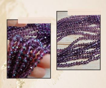 Crystal Rondelle 5x6mm Bead Strand 16 inches Dark Purple
