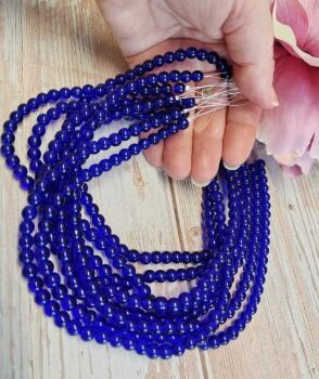 1 x 12.5 inch strand 6mm cobalt blue glass bead string.