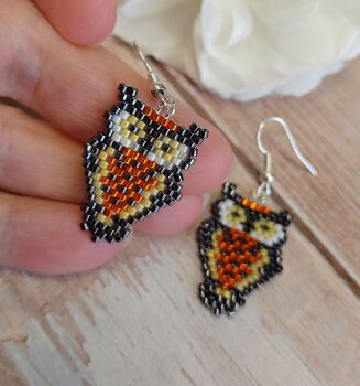 BRICK STITCH OWL EARRINGS SELF PACED WORKSHOP/KIT
