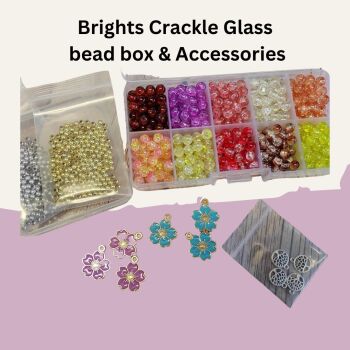 Brights Crackle Glass Bead box with Accessories
