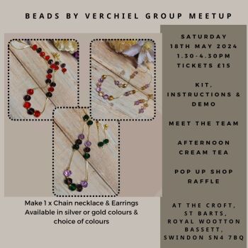 Beads by Verchiel Social meetup Saturday 18th May 1.30pm til 4.30pm