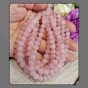 7.5 inch strand Rose quartz gemstone beads 6mm.