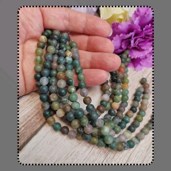 7.5 inch strand frosted Indian Agate 6mm.