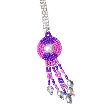 Bead Embroidery Pendant Kit - Purple & Hot Pink