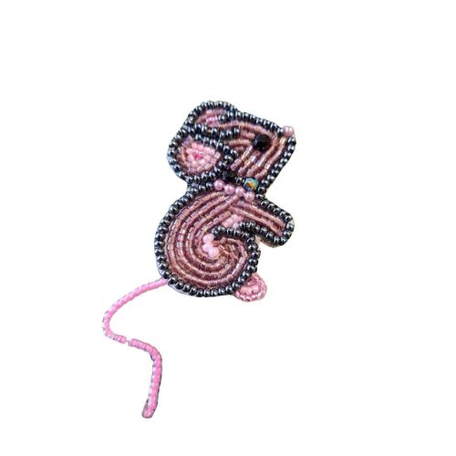 <!001->Bead embroidery Lavender Mouse kit