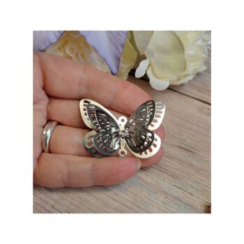 Pack of 1 Filigree Butterfly Connector silver colour