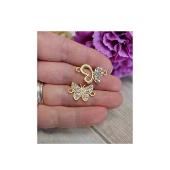 pack of 2 Alloy Rhinestone Butterfly connectors