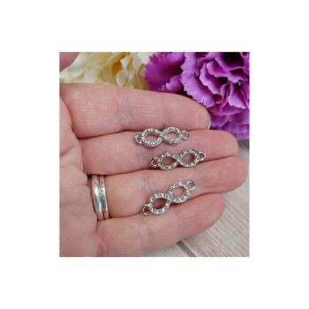 pack of 3 Alloy Rhinestone infinity link connectors