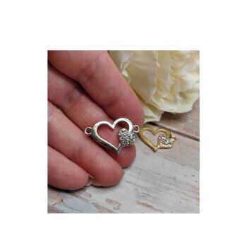 pack of 2 Alloy Rhinestone Heart connectors