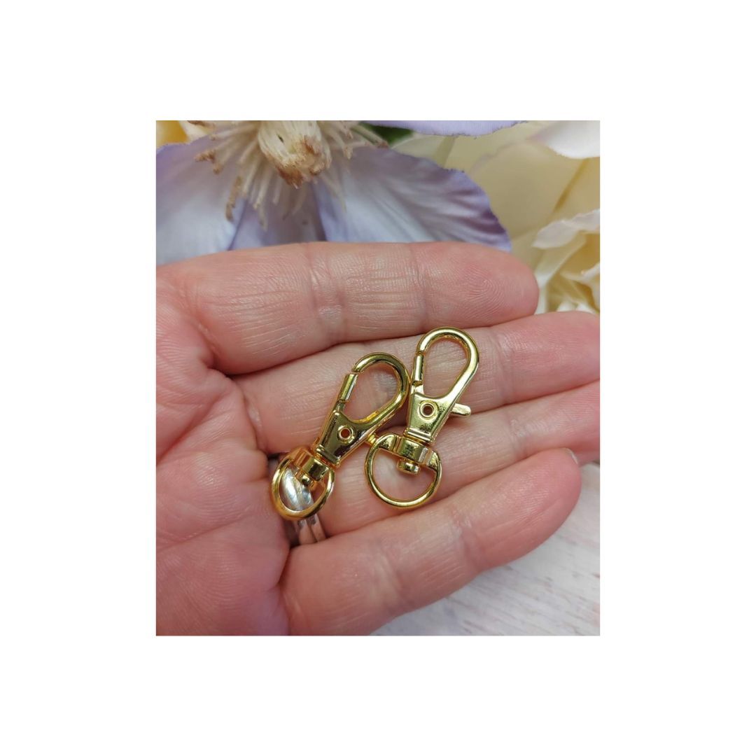 pack of 2 swivel clasp bag clip/keyring clips (gold colour)