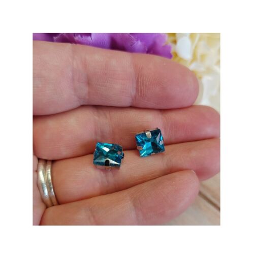 Pair of Sew on square Turquoise Rhinestones