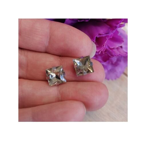 Pair of Sew on square smoke Rhinestones