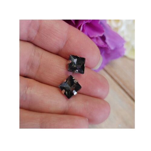 Pair of Sew on square smoke Rhinestones