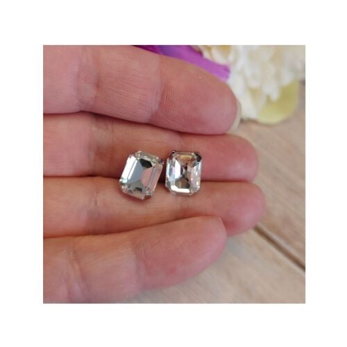 Pair of Sew on oblong crystal Rhinestones