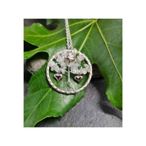 <!001-> Gemstone Heart Tree of Life Jewellery Making Kit - Aquamarine