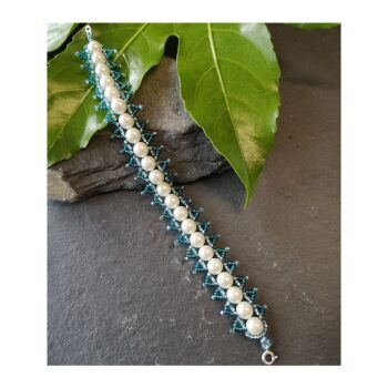 Turquoise and Cream Beadwork Bracelet Kit