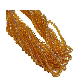 Crystal Rondelle 5x6mm Bead Strand 16.5 inches Amber Colour