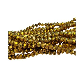 Crystal Rondelle 5x6mm Bead Strand 16 inches Metallic gold