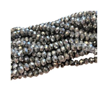 Crystal Rondelle 5x6mm Bead Strand 16 inches Metallic Silver