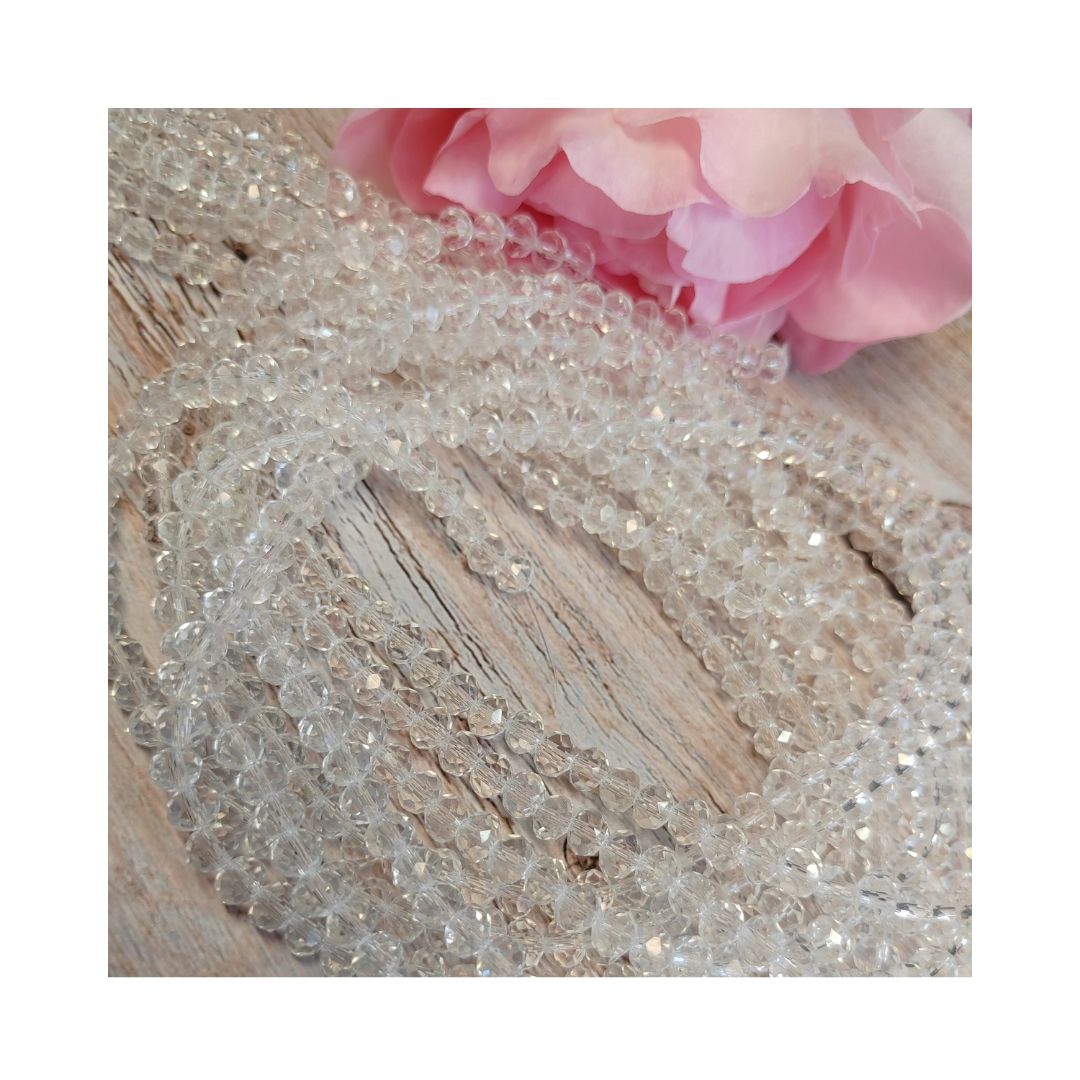 Crystal Rondelle 5x6mm Bead Strand 17 inches Clear Crystal