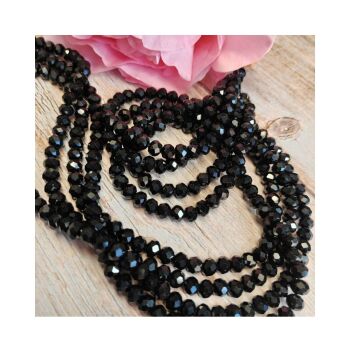 Crystal Rondelle 5x6mm Bead Strand 16 inches opaque black