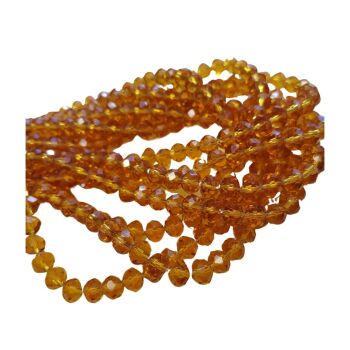 Crystal Rondelle 8x6mm Bead Strand 17 inches Amber Colour