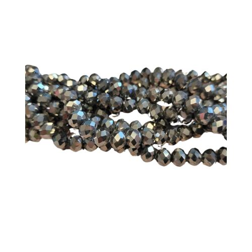 Crystal Rondelle 8x6mm Bead Strand 15 inches Metallic silver