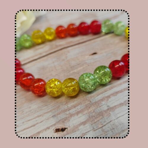 8.75 inch strand 10mm crackle glass beads strand.