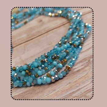 1 x 16.5 inch strand sky blue mix crystal rondelles 3x4mm.