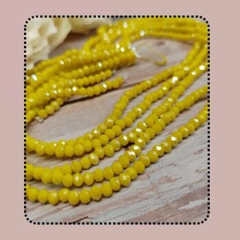 1 x 16 inch strand opaque yellow ab crystal rondelles 3x4mm