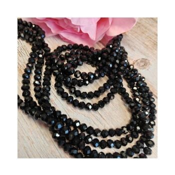 1 x 16.5 inch strand of 3x4mm black crystal rondelles