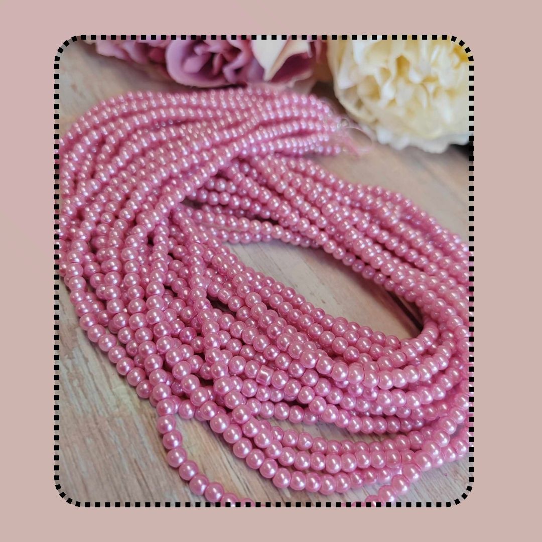 Glass pearls Pink 4mm Bead strand