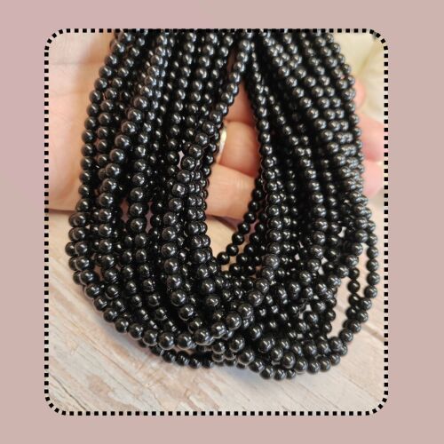 6mm Black glass beads