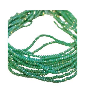 2.5mm pearl lustre plated rondelles light sea green 13 inch strand