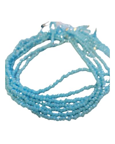 2.5mm pearl lustre plated rondelles light blue. 11 inch strand