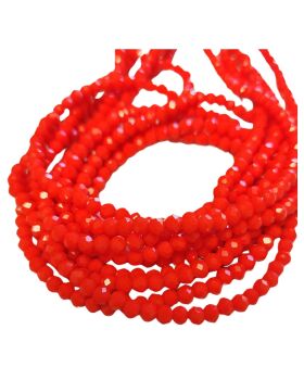 1 x 16 inch strand opaque red crystal rondelles 3x4mm