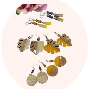 Resin & Walnut Earrings kit - Makes 6 sets