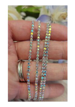 Silver colour ab rhinestone cup chain 2mm 25cm length