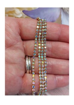 Gold colour ab rhinestone cup chain 2mm 25cm length