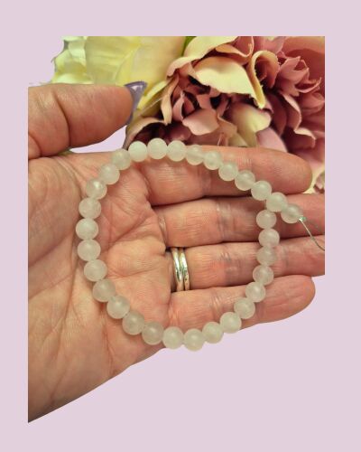7.5 inch strand 6mm frosted rose quartz.