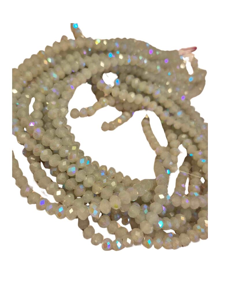 Crystal Rondelle 5x6mm Bead Strand 15.5 inches Light grey rainbow coated