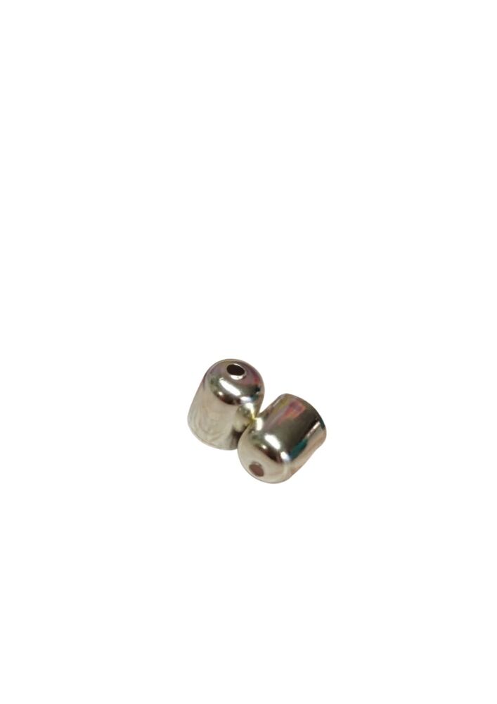 Pack of 2 End caps silver colour 8mm diameter