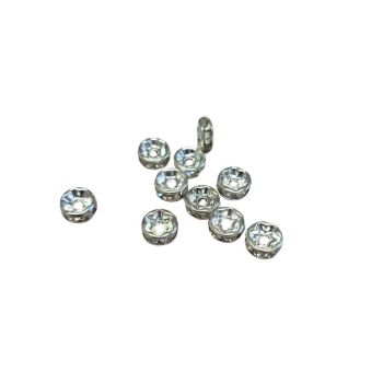 Pack of 10 diamante spacers 8mm