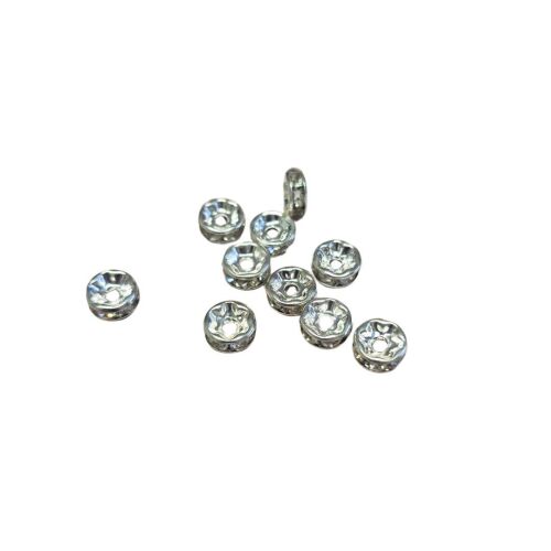 Pack of 10 diamante spacers 8mm