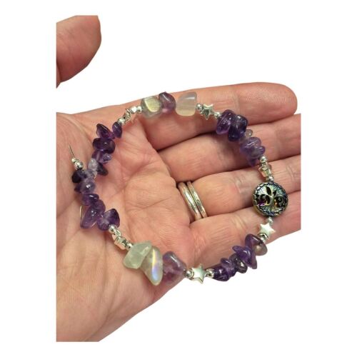 <!-- 001 -->7.5 inch approx strand amethyst & electroplated gemstone chips