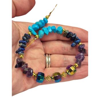 7.25 inch approx strand amethyst, lapis Lazuli, howlite and rainbow hematite