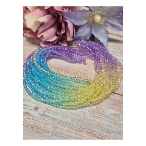 1 x 13 inch strand rainbow 4mm faceted crystals